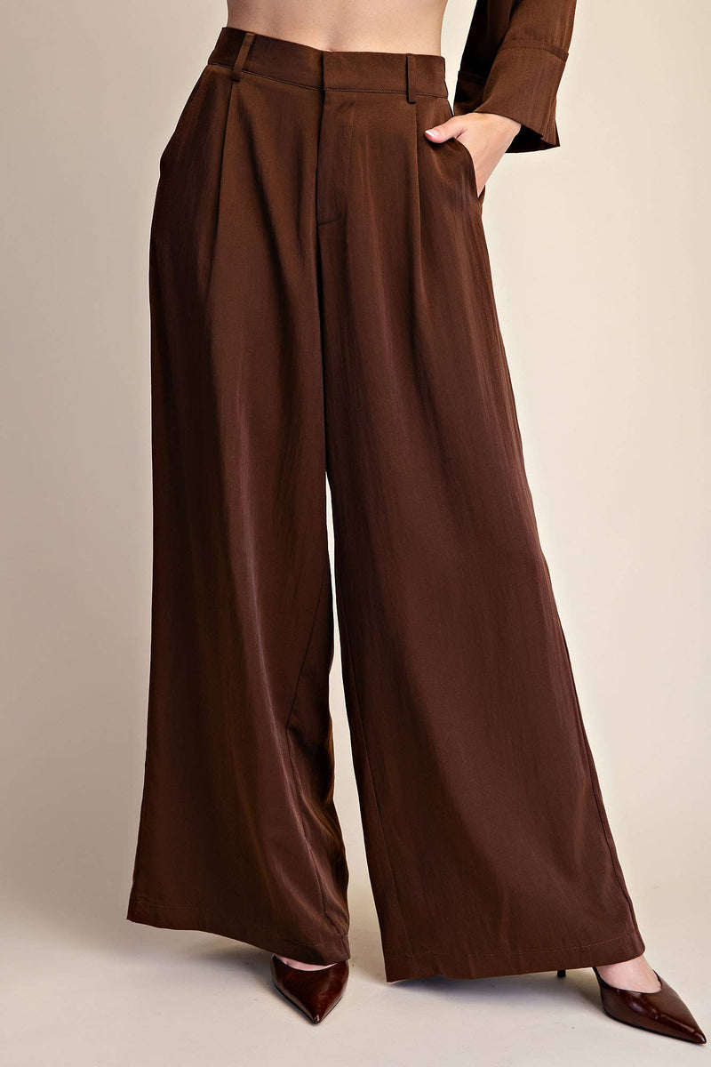 Tailored Wide Pants (Chocolate)
