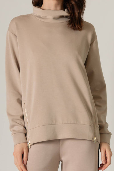 Butter Modal Mock Neck Top w/ Side Zipper