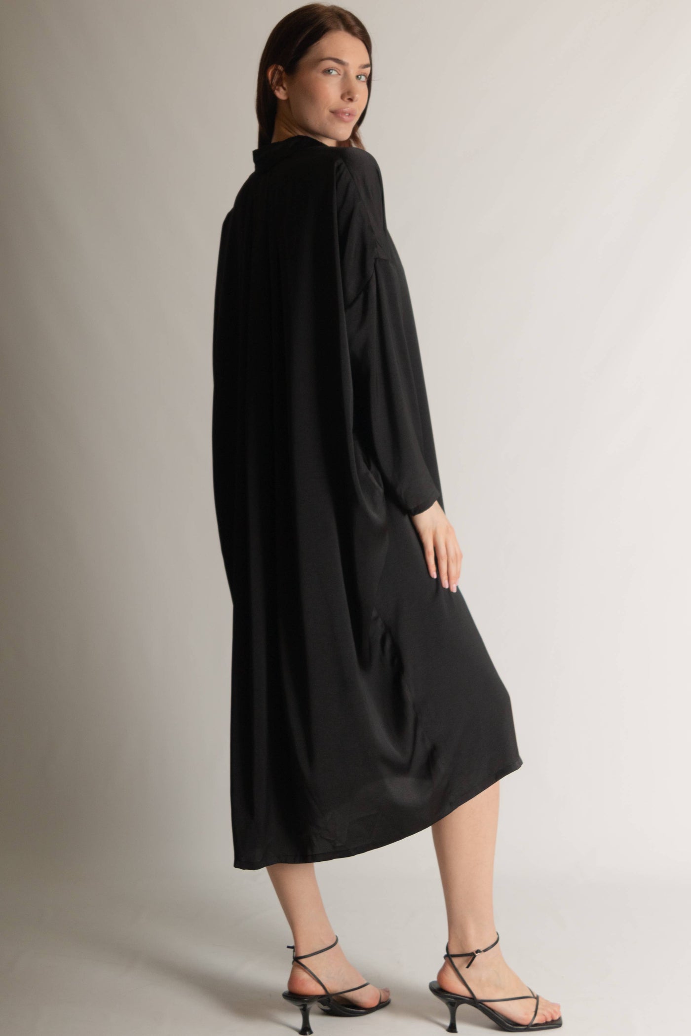 Satin Oversized Button Up Shirt Dress