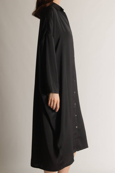 Satin Oversized Button Up Shirt Dress