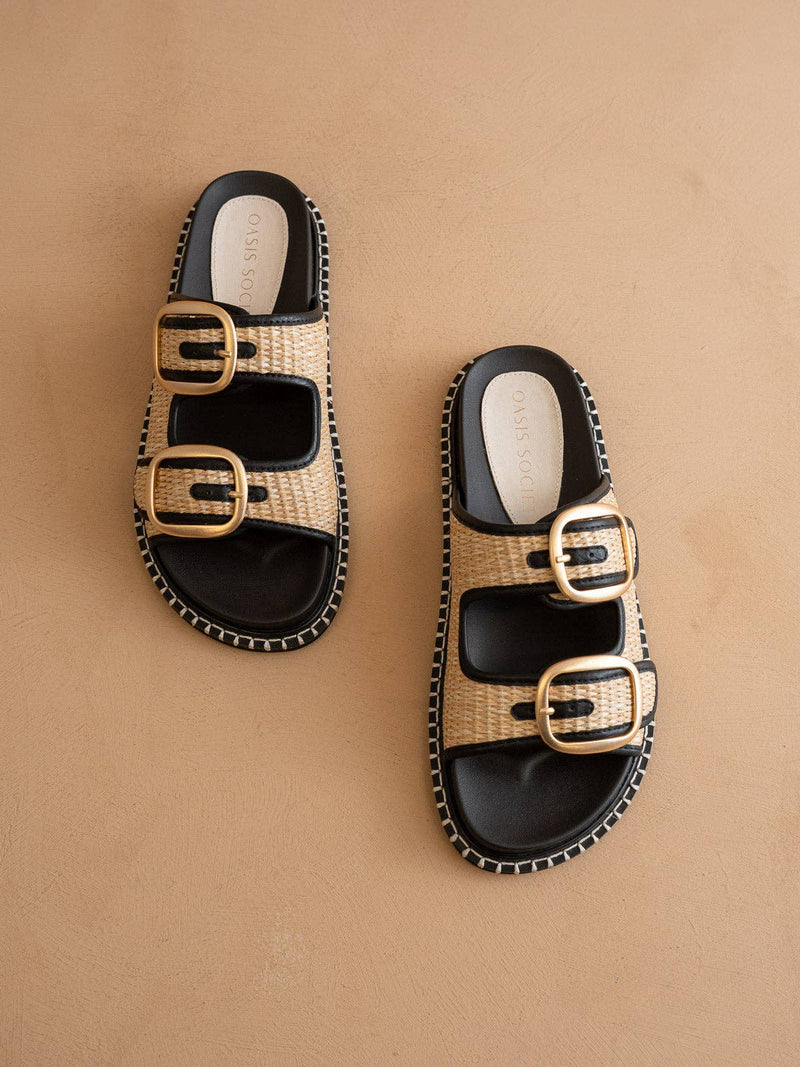The Daytona Two-Tone Raffia Sandal