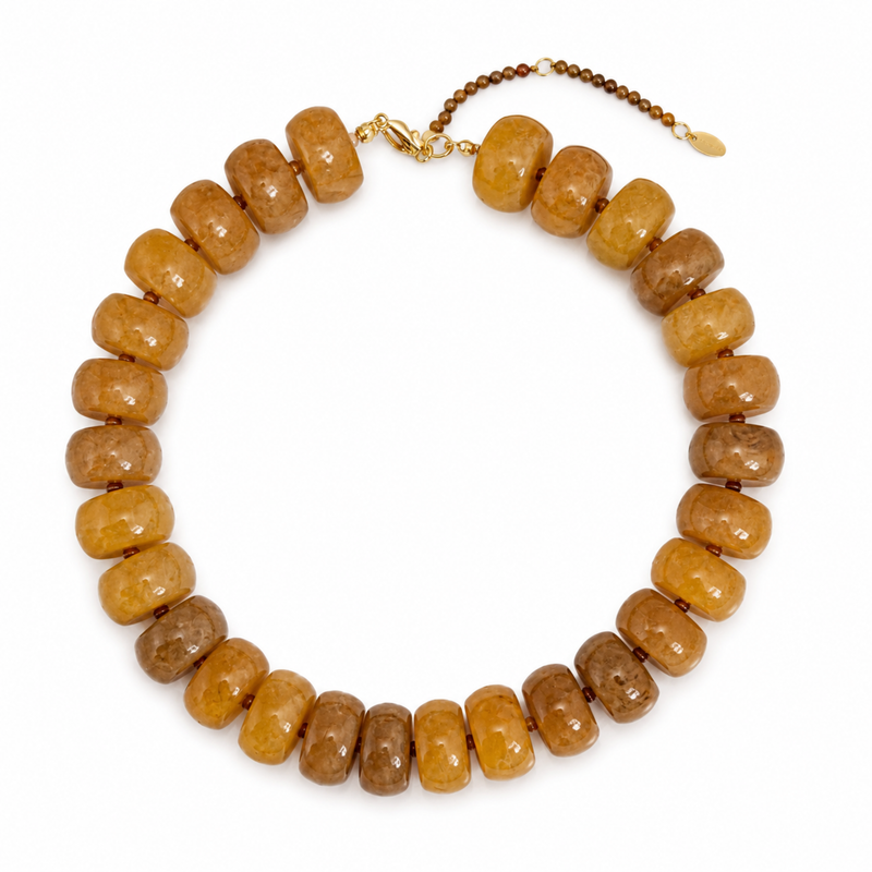 Chunky Resin Stone Necklace (Honey Caramel)