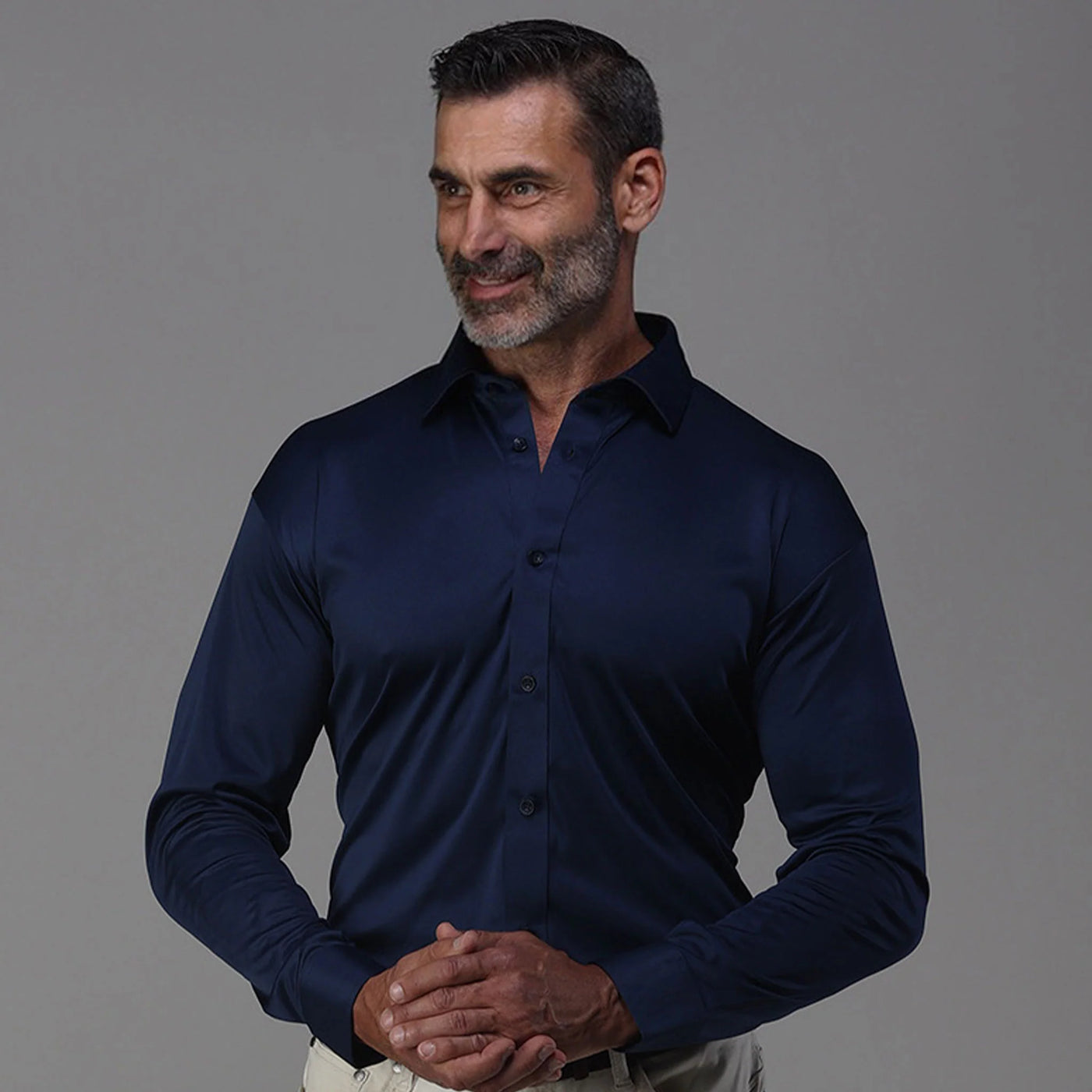 Quattro Flex Dress Shirt with Semi-Spread Collar