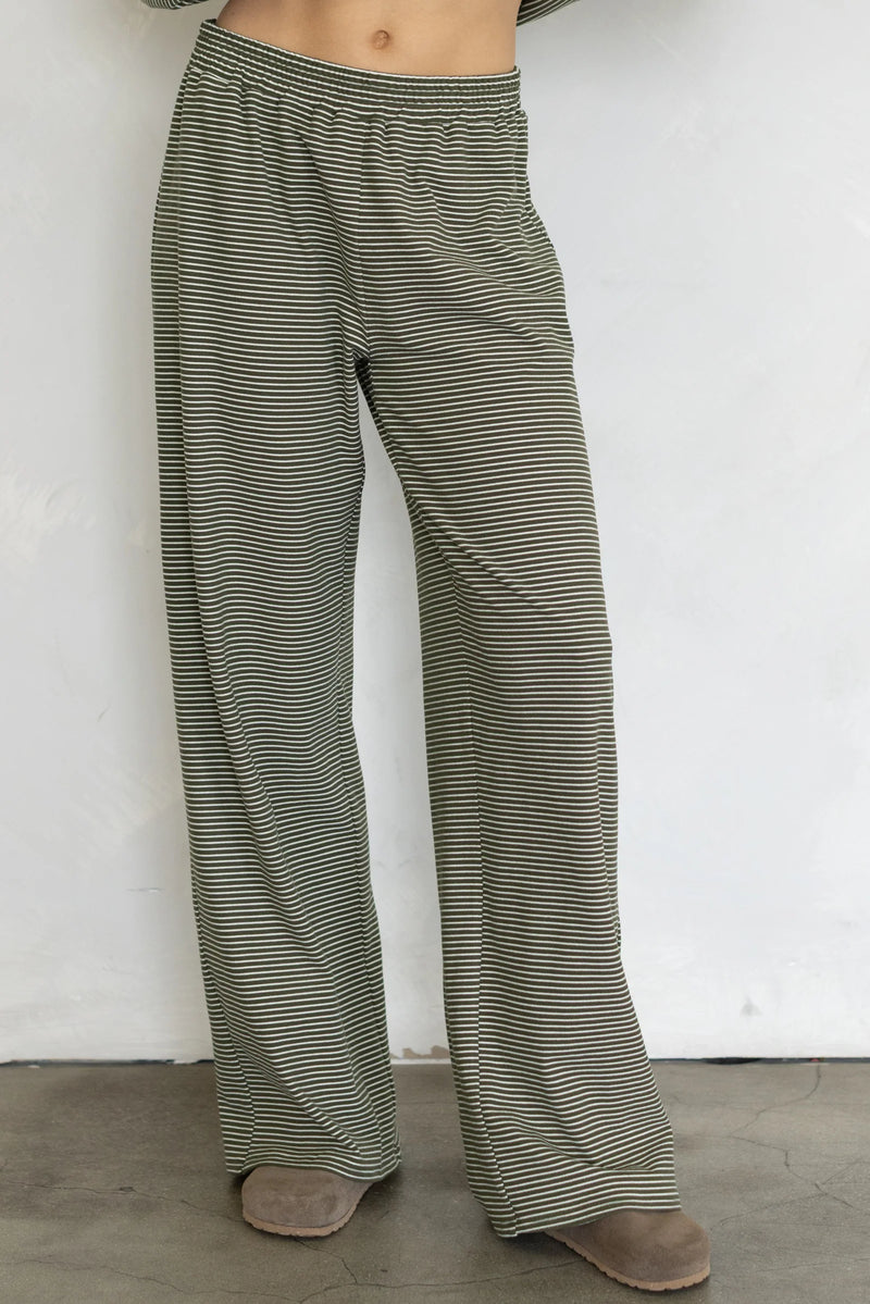 Cozy Fleece Wide Legged Pants (Olive)