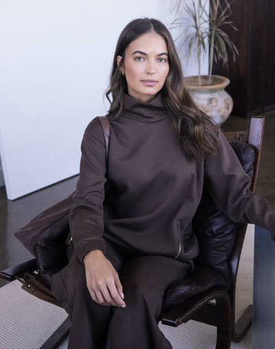 Butter Modal Mock Neck Top w/ Side Zipper