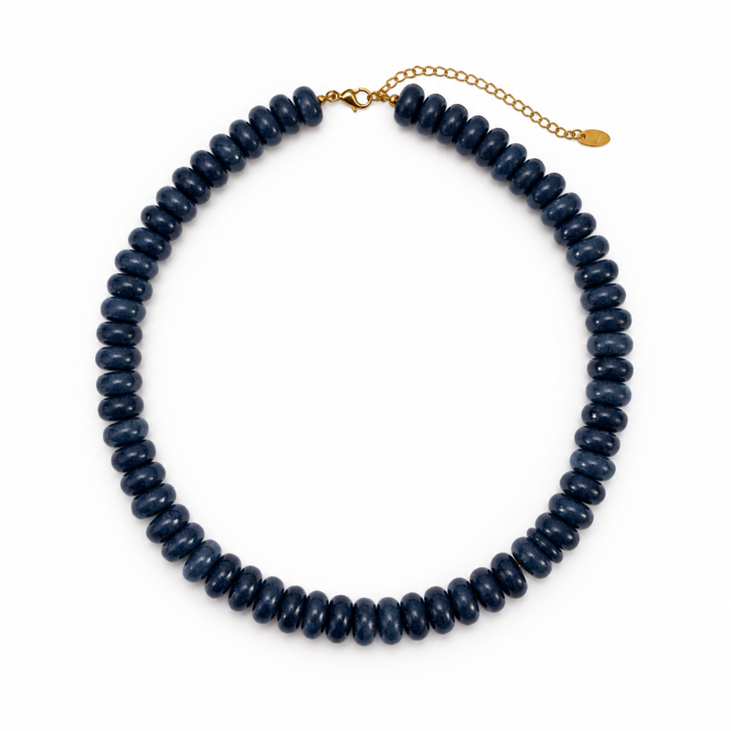 Small Resin Stone Necklace (Navy)
