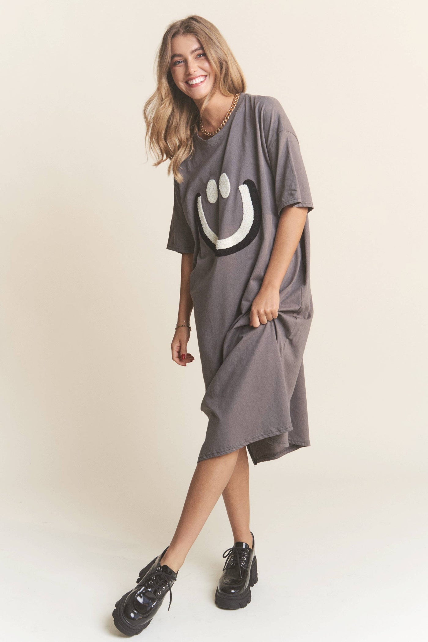 Happy Face Design Midi Dress