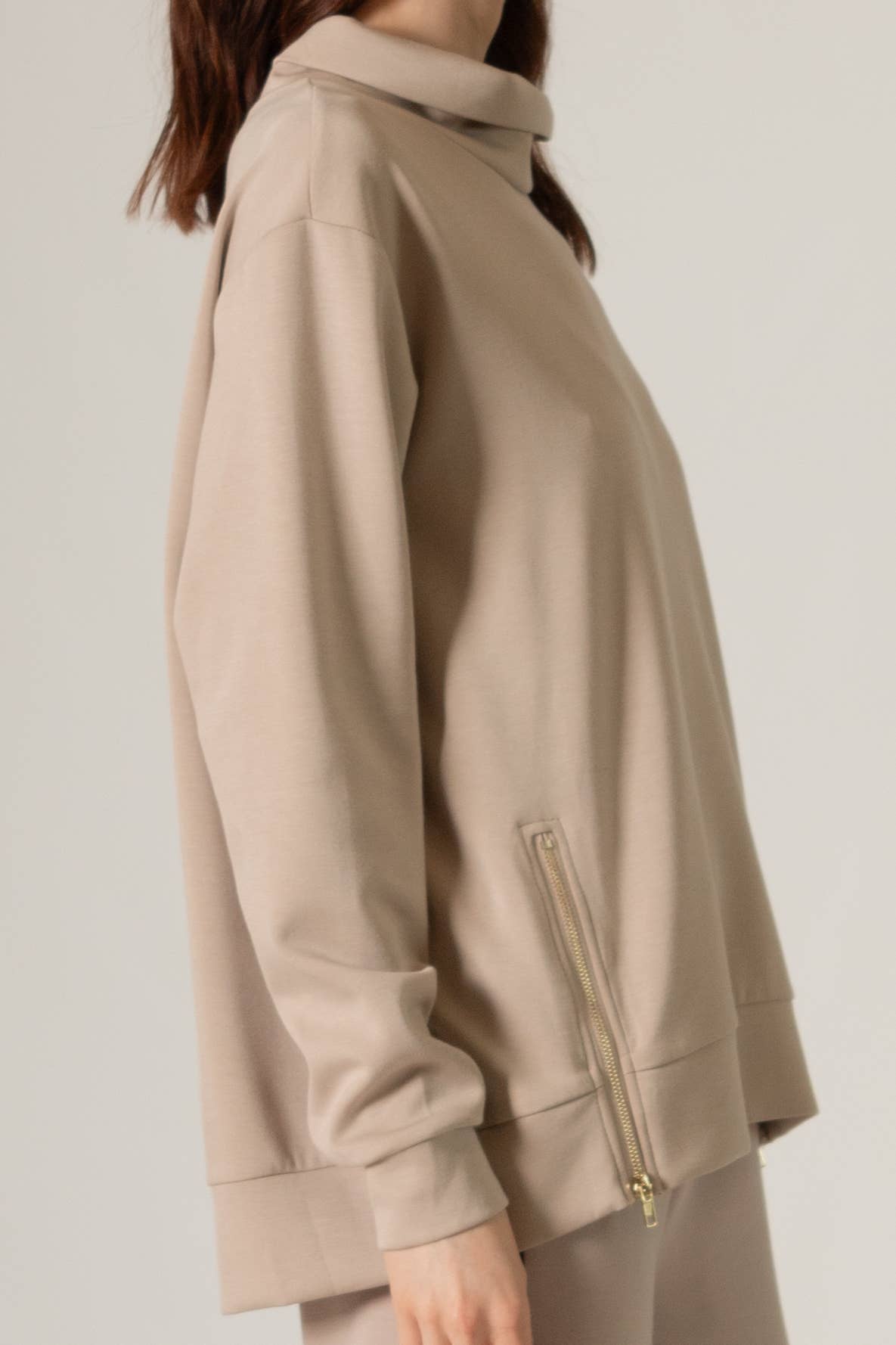 Butter Modal Mock Neck Top w/ Side Zipper