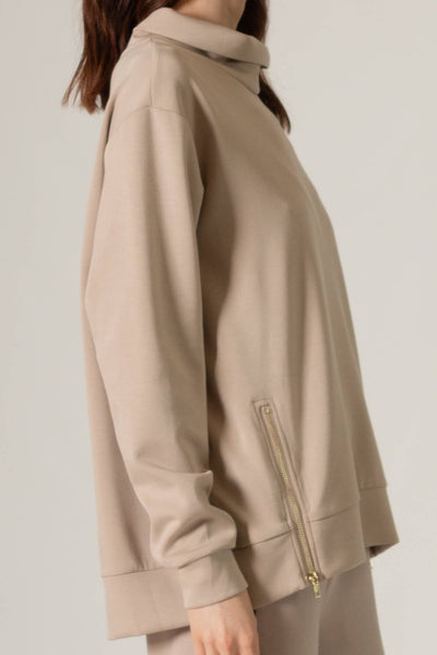 Butter Modal Mock Neck Top w/ Side Zipper